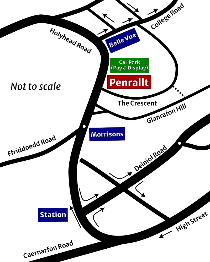 Map of Upper Bangor showing Penrallt